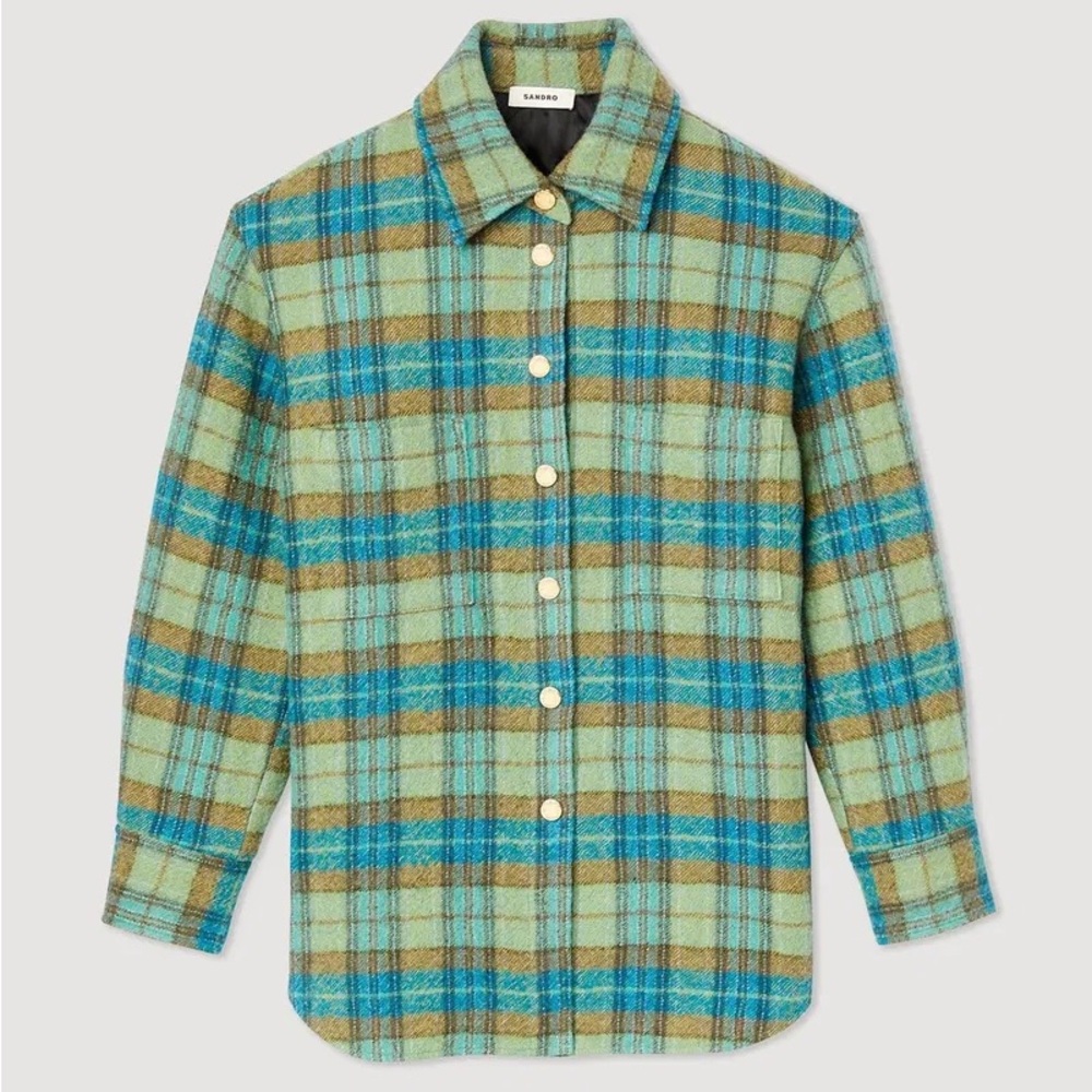 Sandro Green and Brown Plaid Jacket
